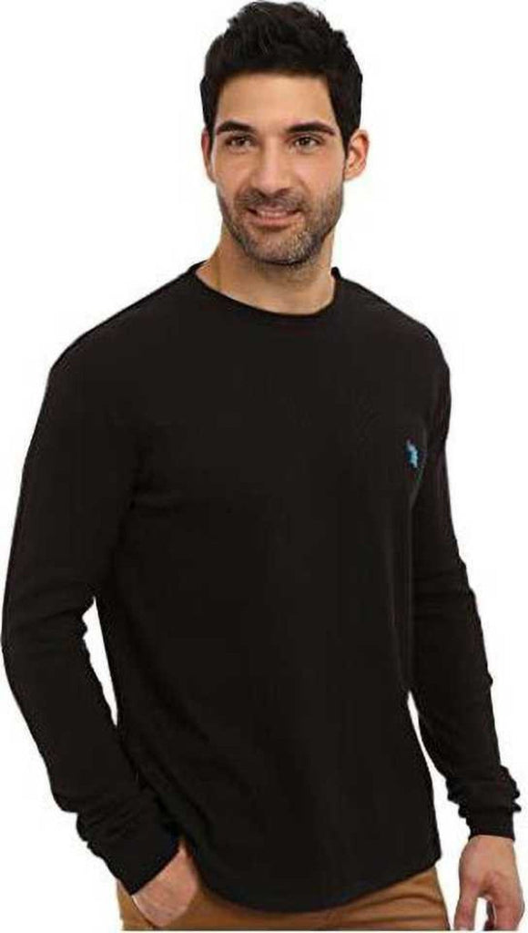 Black USPA MEN FULL SLEEVES SOLID T-SHIRT