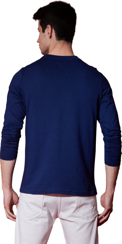 Blue USPA MEN FULL SLEEVES SOLID T-SHIRT